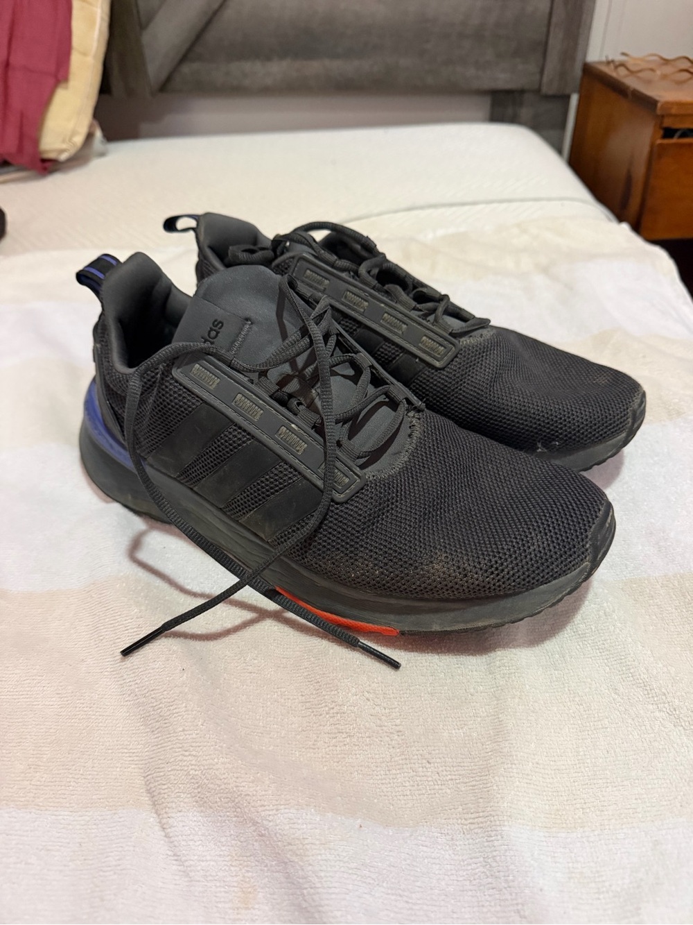 adidas Men’s Black Mesh Sneakers with Blue and Orange Accents